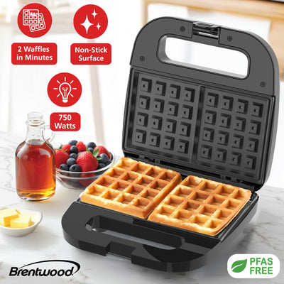 Coming Soon - Brentwood TS-244BK Electric Non-Stick 2-Slice Belgian Waffle Maker, Black