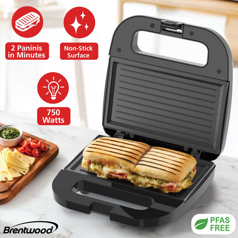 Coming Soon - Brentwood TS-247BK Non-Stick Panini Press Grill and Sandwich Maker, Black
