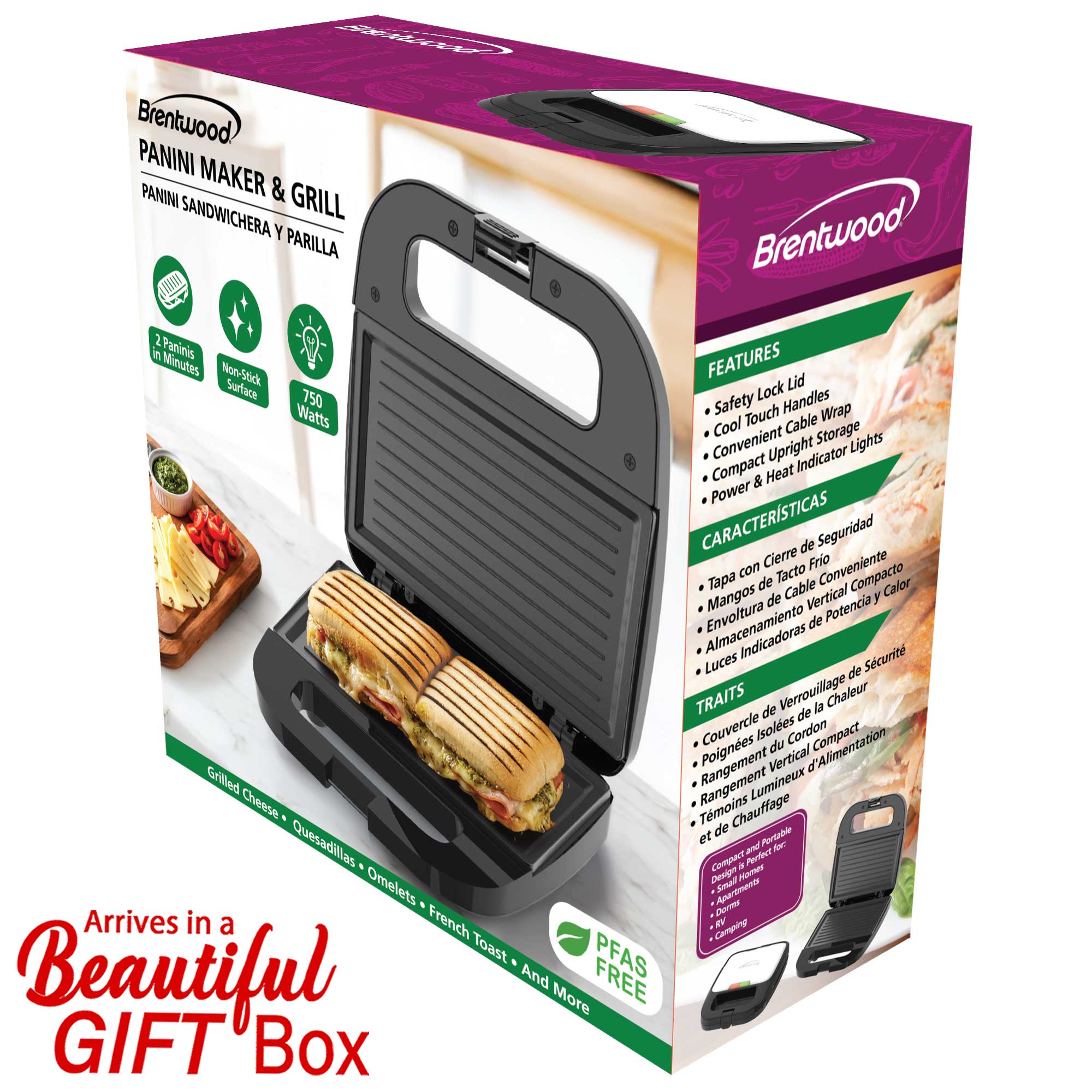 Coming Soon - Brentwood TS-247BK Non-Stick Panini Press Grill and Sandwich Maker, Black