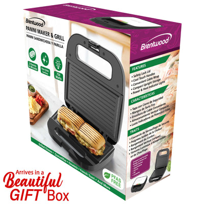 Coming Soon - Brentwood TS-247BK Non-Stick Panini Press Grill and Sandwich Maker, Black