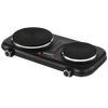 Brentwood TS-332BK 1100w Countertop Double Cast Iron Burner Electric Hot Plates with Temperature Control and Power Indicator Light, Easy to Clean, Black