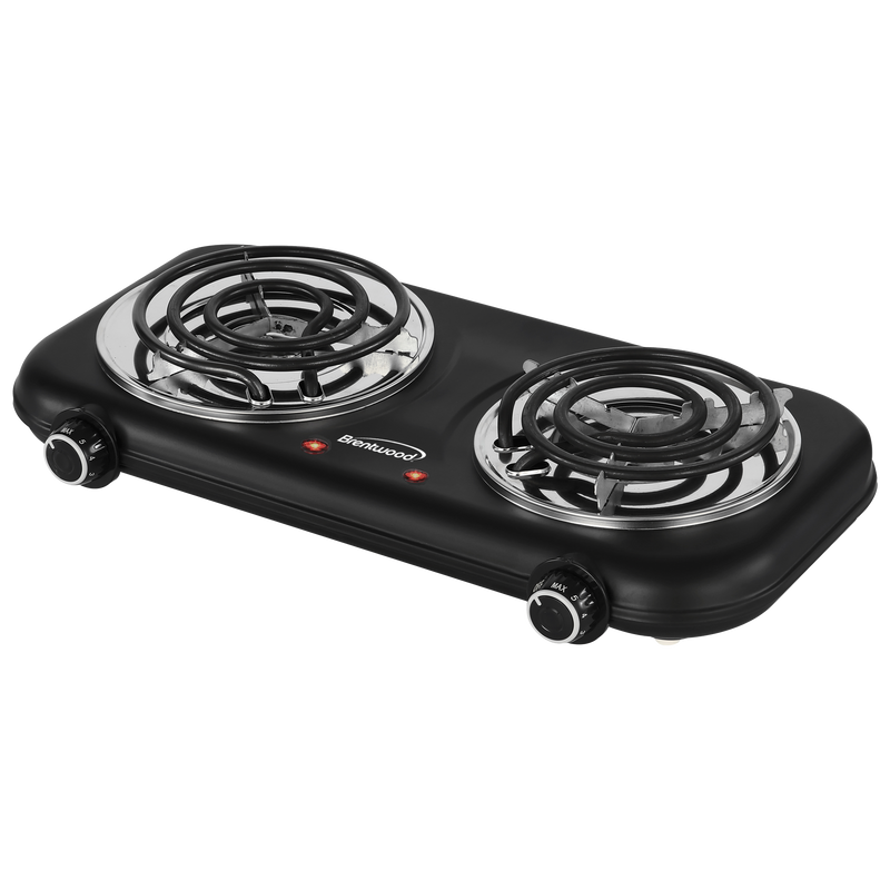 Coming Soon - Brentwood TS-363BK 1100w Countertop Double Coiled Electric Burner with Temperature Control and Power Indicator Light, Easy to Clean, Black