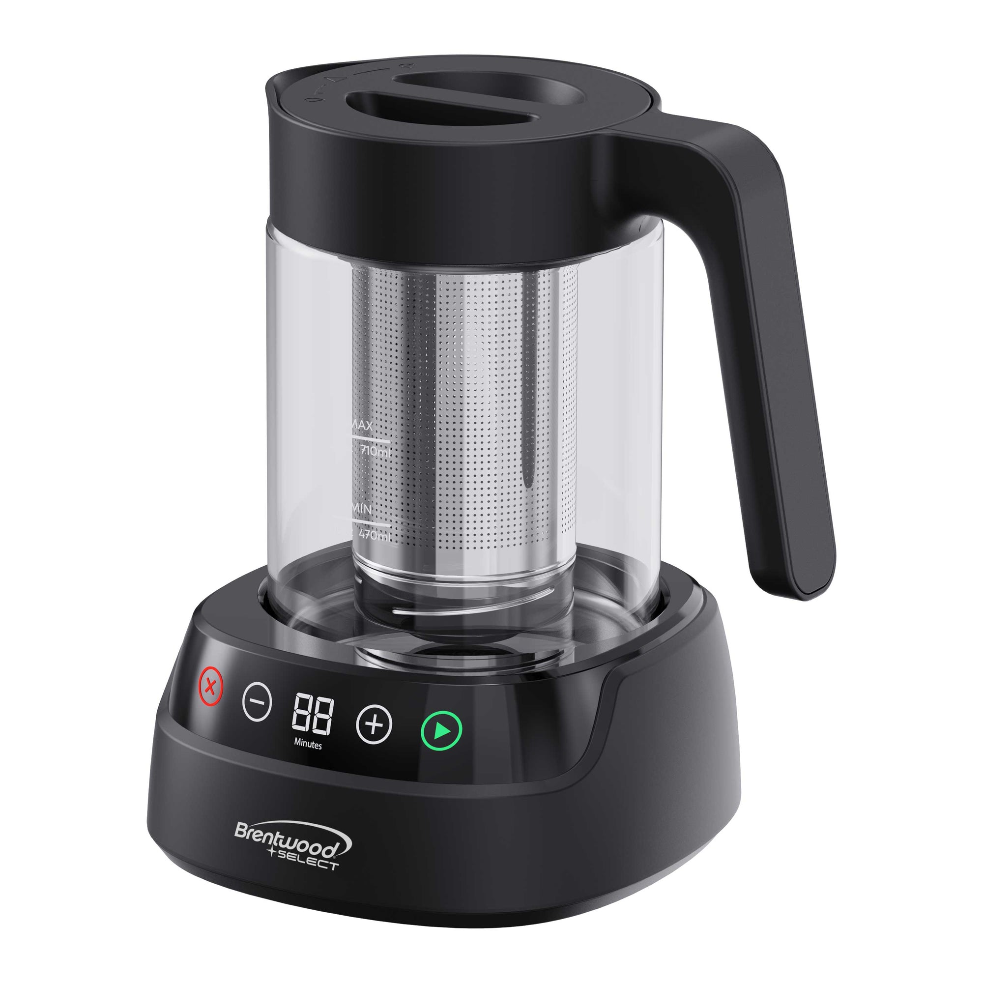 Coming Soon - Brentwood Select TS-406DBK 24oz Rapid Cold Brew Coffee and Iced Tea Maker with Digital Touch Display, Dishwasher Safe Glass Pitcher, and Stainless Steel Filter, Black