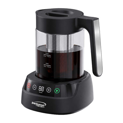 Coming Soon - Brentwood Select TS-406DBK 24oz Rapid Cold Brew Coffee and Iced Tea Maker with Digital Touch Display, Dishwasher Safe Glass Pitcher, and Stainless Steel Filter, Black