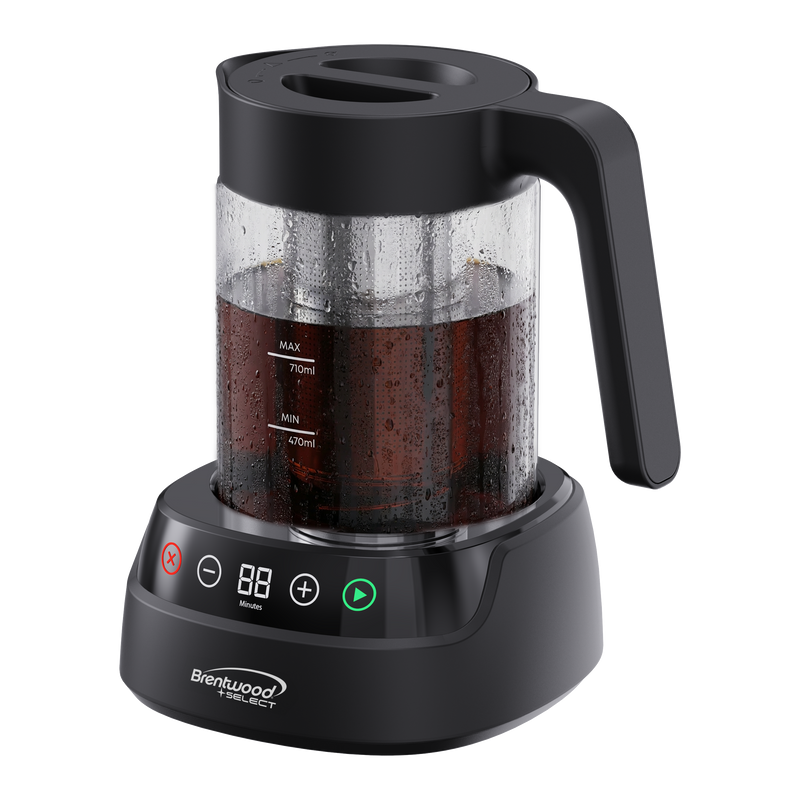 Coming Soon - Brentwood Select TS-406DBK 24oz Rapid Cold Brew Coffee and Iced Tea Maker with Digital Touch Display, Dishwasher Safe Glass Pitcher, and Stainless Steel Filter, Black