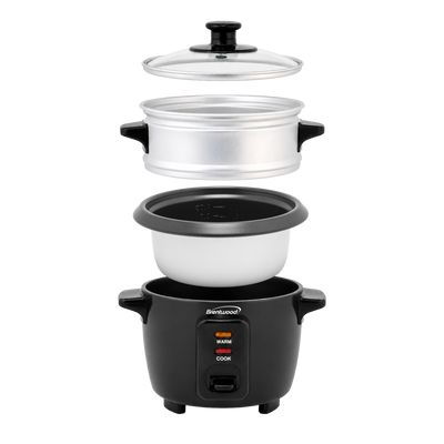 Coming Soon - Brentwood TS-504SBK 2-Cup Uncooked/4-Cup Cooked Rice Cooker and Food Steamer, Black