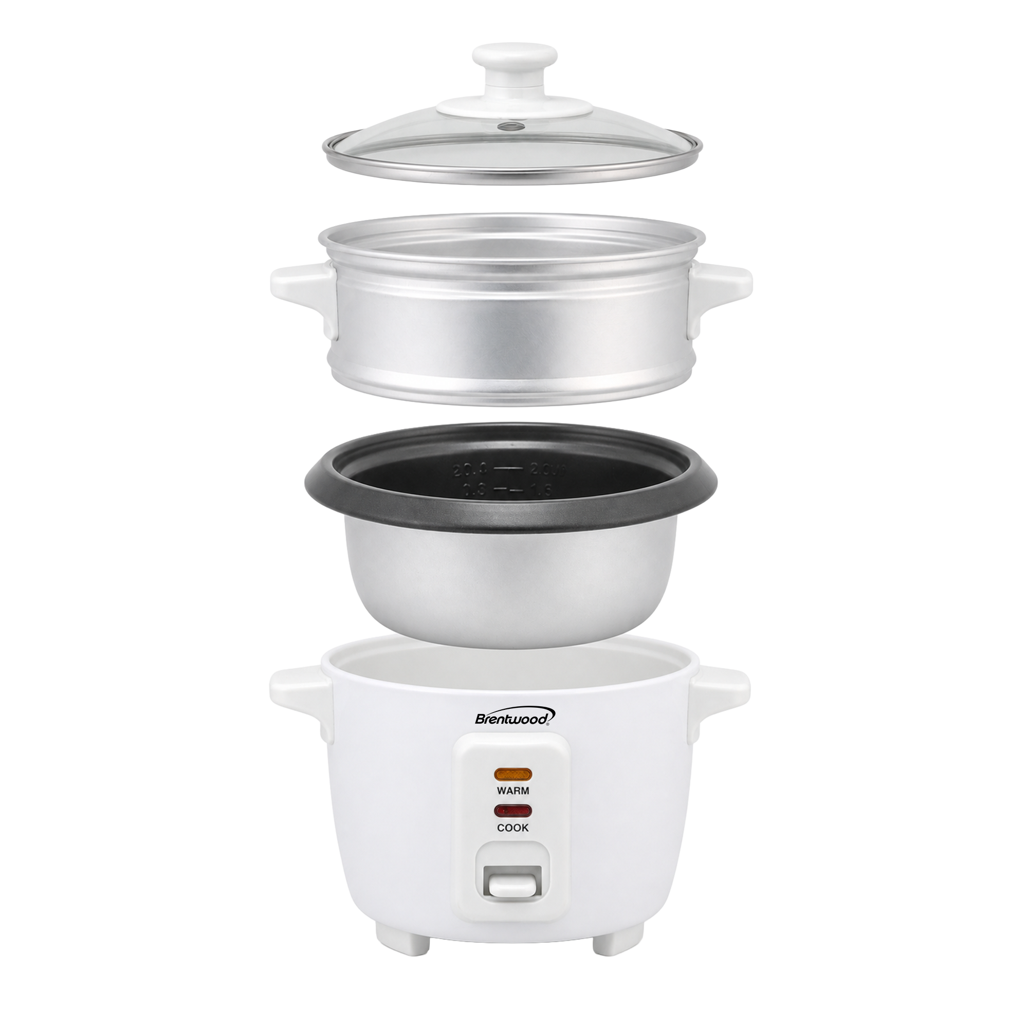 Coming Soon - Brentwood TS-504SW 2-Cup Uncooked/4-Cup Cooked Rice Cooker and Food Steamer, White