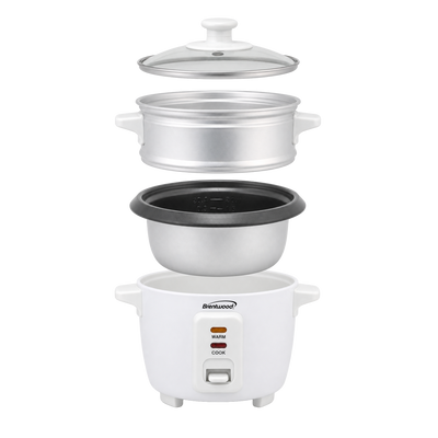Coming Soon - Brentwood TS-504SW 2-Cup Uncooked/4-Cup Cooked Rice Cooker and Food Steamer, White