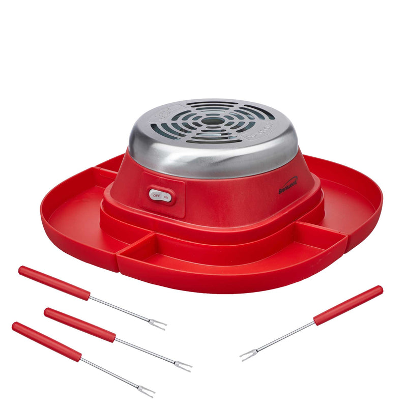 Brentwood TS-608R Indoor Electric Stainless Steel S’mores Maker with 4 Trays and 2 Roasting Forks, Red