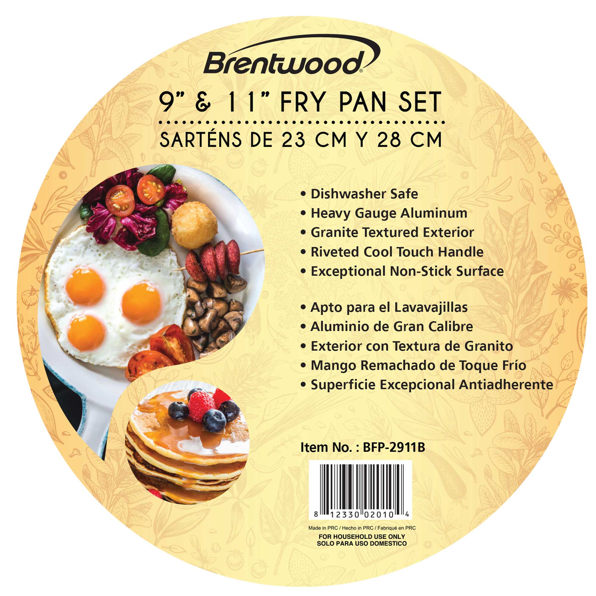 Brentwood 2-Piece Black Nonstick Aluminum Frying Pan Set includes