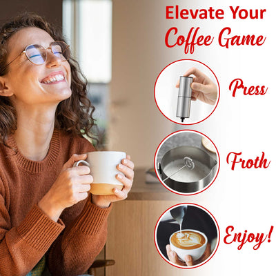 Coming Soon - Brentwood GA-103S Powerful Battery Operated Electric Milk Frother and Drink Mixer with Stainless Steel Whisk, Stainless Steel