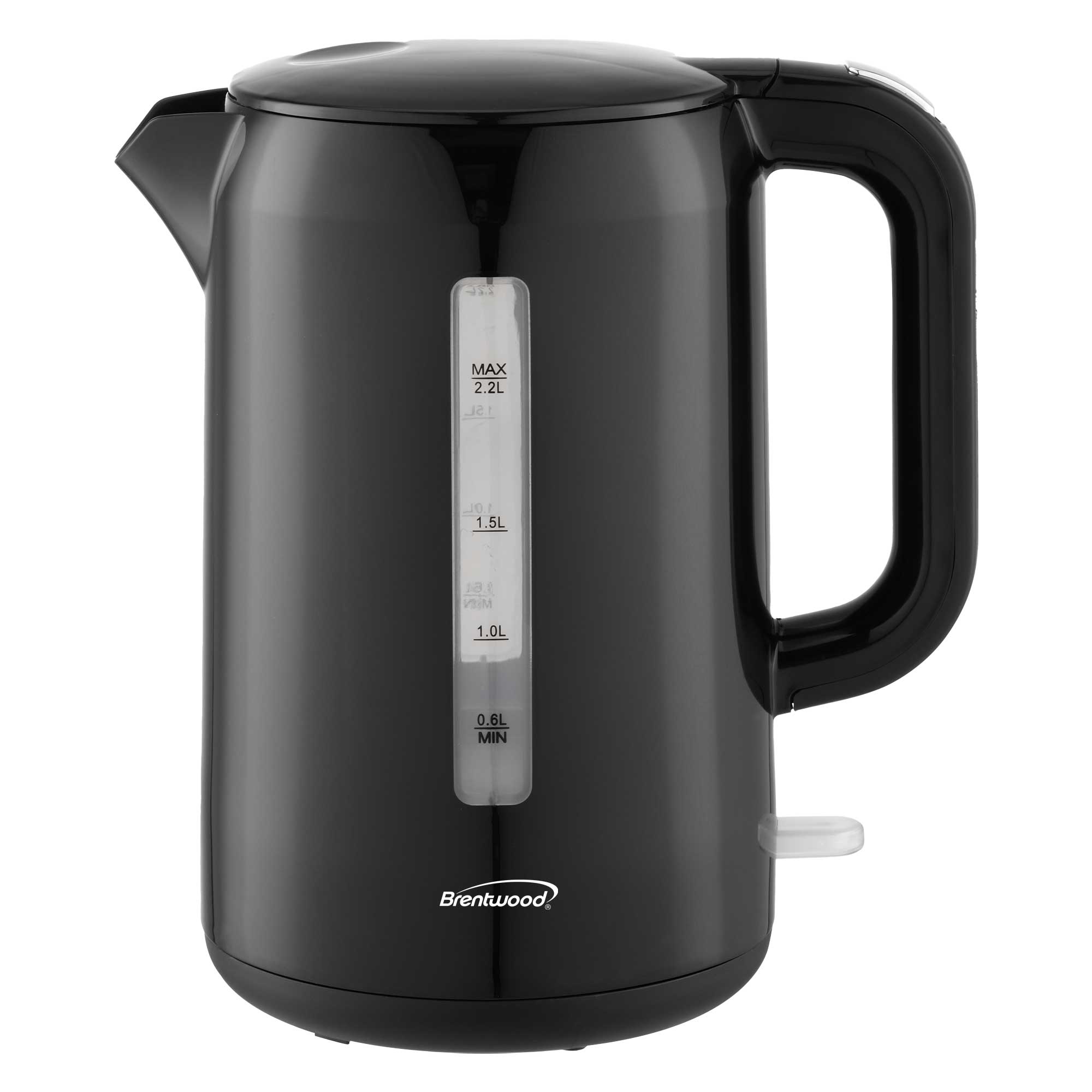 Brentwood KT-1622BK 1100W 2.2L BPA Free Cordless Electric Kettle with Concealed Stainless Steel Heating Element, 360° Base, Auto Shut Off, and Boil Dry Protection, Black