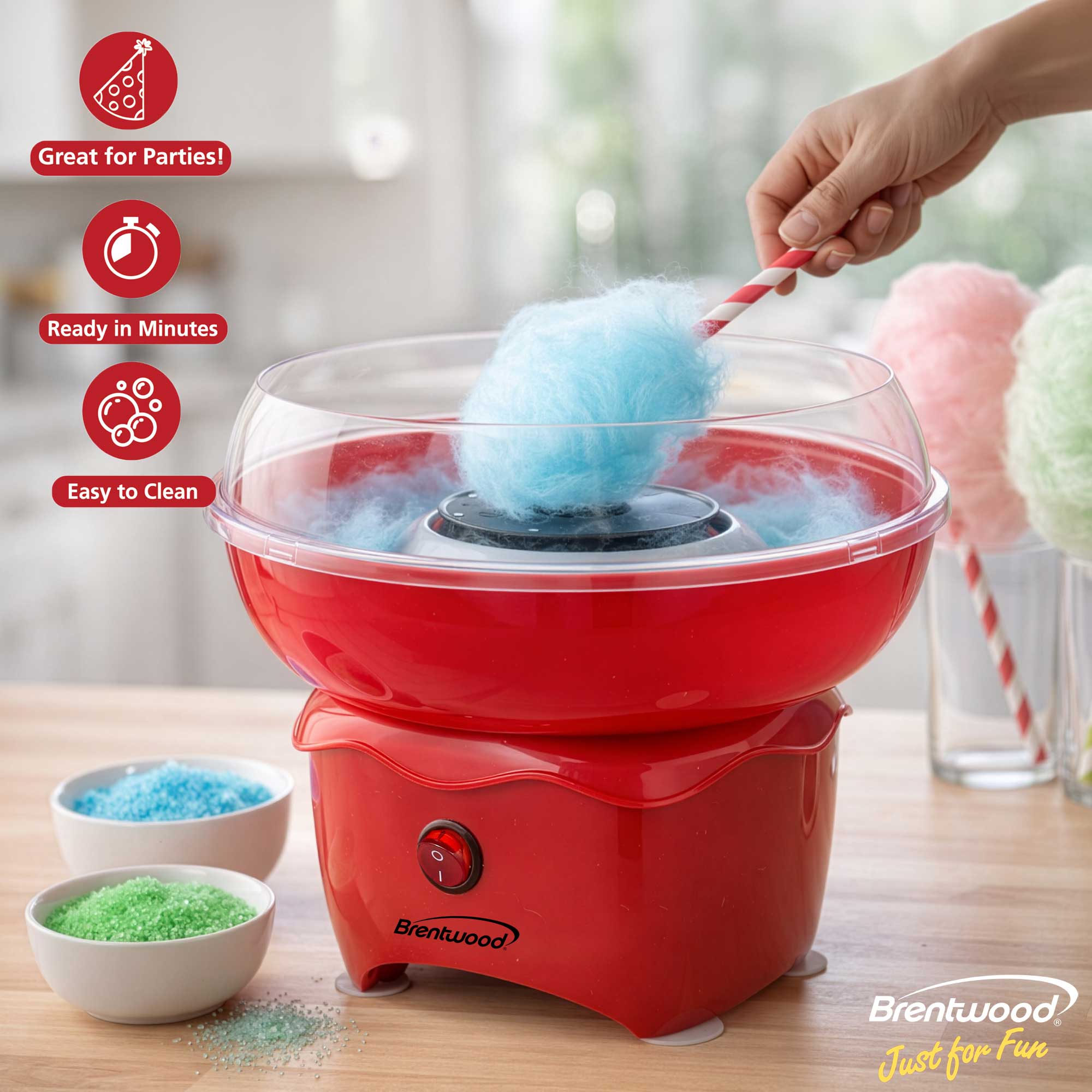 Coming Soon - Brentwood CC-4020R Classic Cotton Candy Machine with Sugar Scoop, Red