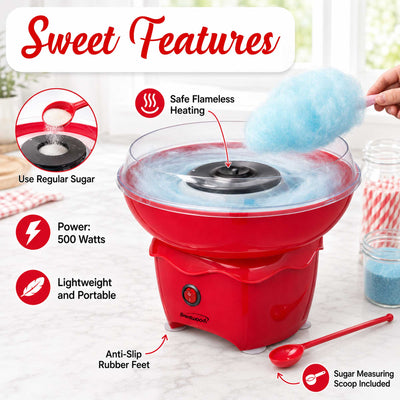 Coming Soon - Brentwood CC-4020R Classic Cotton Candy Machine with Sugar Scoop, Red