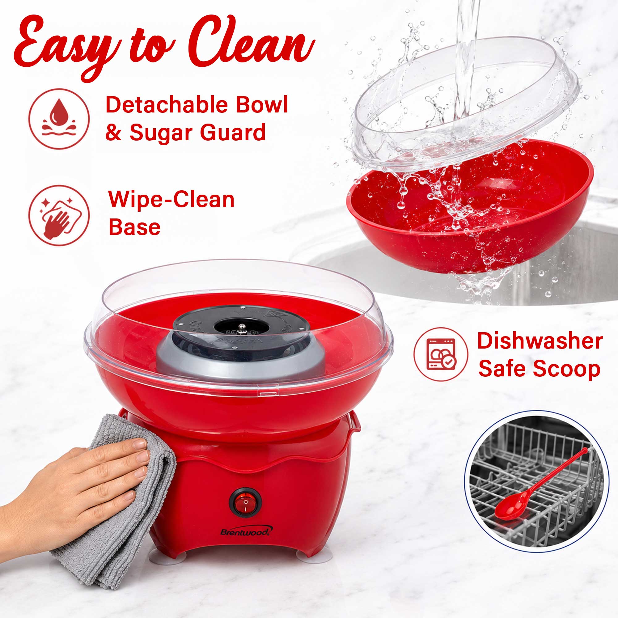 Coming Soon - Brentwood CC-4020R Classic Cotton Candy Machine with Sugar Scoop, Red