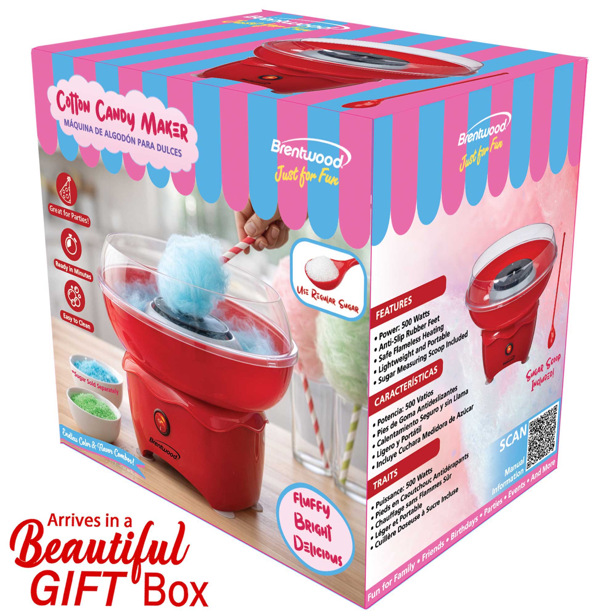 Coming Soon - Brentwood CC-4020R Classic Cotton Candy Machine with Sugar Scoop, Red