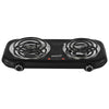 Brentwood TS-363BK 1100w Countertop Double Coiled Electric Burner with Temperature Control and Power Indicator Light, Easy to Clean, Black