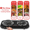 Brentwood TS-363BK 1100w Countertop Double Coiled Electric Burner with Temperature Control and Power Indicator Light, Easy to Clean, Black