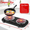 Brentwood TS-363BK 1100w Countertop Double Coiled Electric Burner with Temperature Control and Power Indicator Light, Easy to Clean, Black