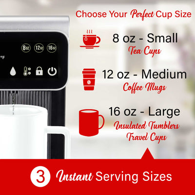 Brentwood KT-2300DBK 3-Liter 1800w Digital Instant Hot Water Dispenser with 7 Temperature Presets, 4 Water Volume Options, Large Carry Handle, and Child Safety Lock, BPA Free, Black