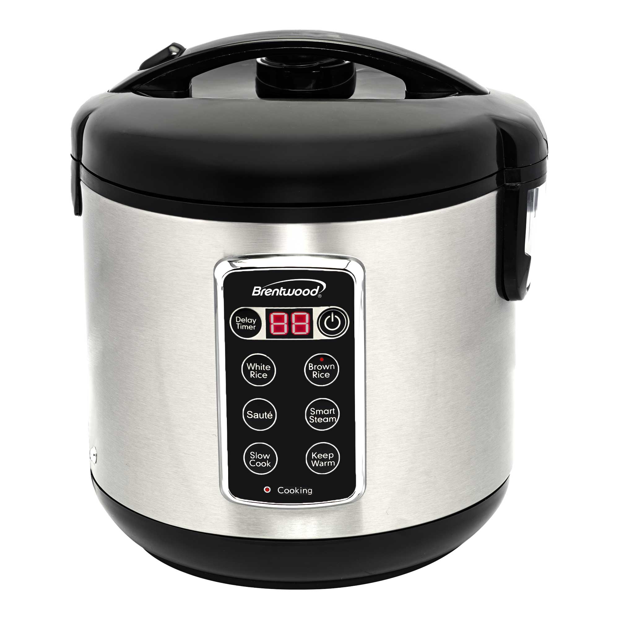 Brentwood RC-5110DS 10-Cups Cooked/5-Cups Uncooked 7-Function Smart Rice Multi-Cooker – Food Steamer, Slow Cooker, Sauté, Keep Warm, and Delay Timer, Stainless Steel