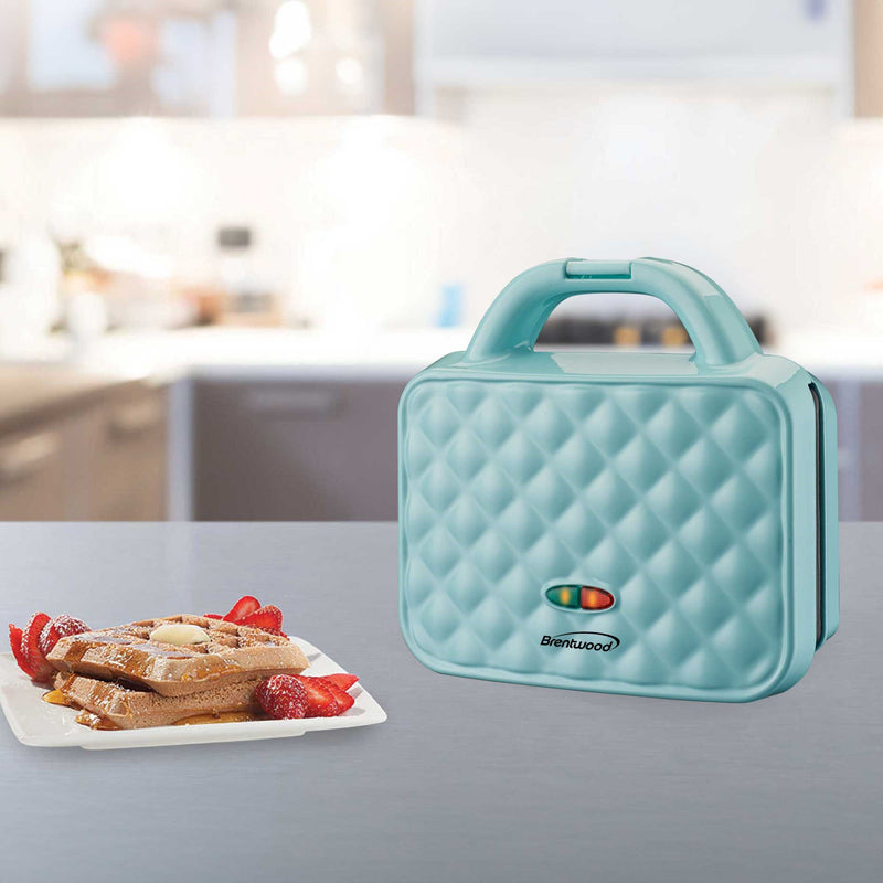 Brentwood TS-239BL Couture Purse Non-Stick Dual Waffle Maker, Blue