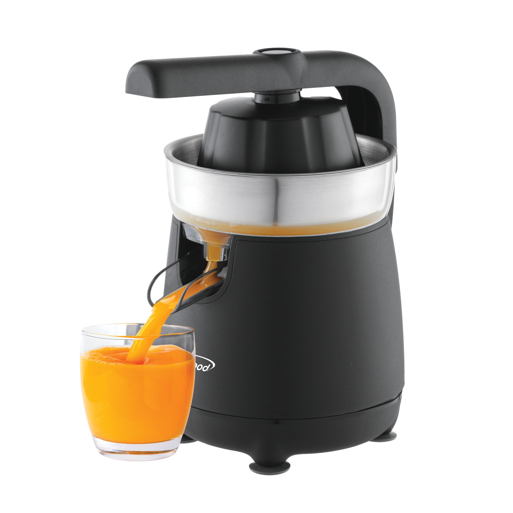 Brentwood J-26BK Powerful Electric Citrus Juicer Orange, Lemon, Lime, and Grapefruit Squeezer, Ergonomic Lever, 2 Cones, Dishwasher Safe Parts, Black