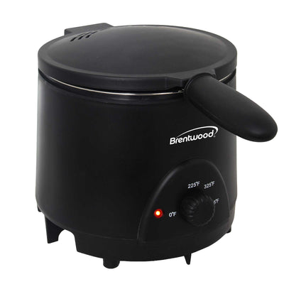 Brentwood DF-715BK 1.6QT Electric Deep Fryer with 6.4 Cup Oil Capacity, Stainless Steel Pot, Restaurant Style Basket, Cool Touch Body, and Adjustable Temperature Control, Black