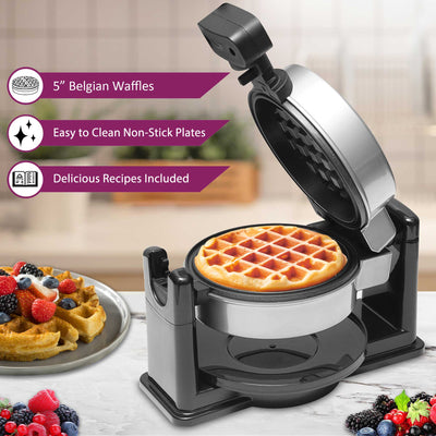 Brentwood TS-231S 5-Inch Non-Stick Flip Belgian Waffle Maker with Temperature Control, Silver