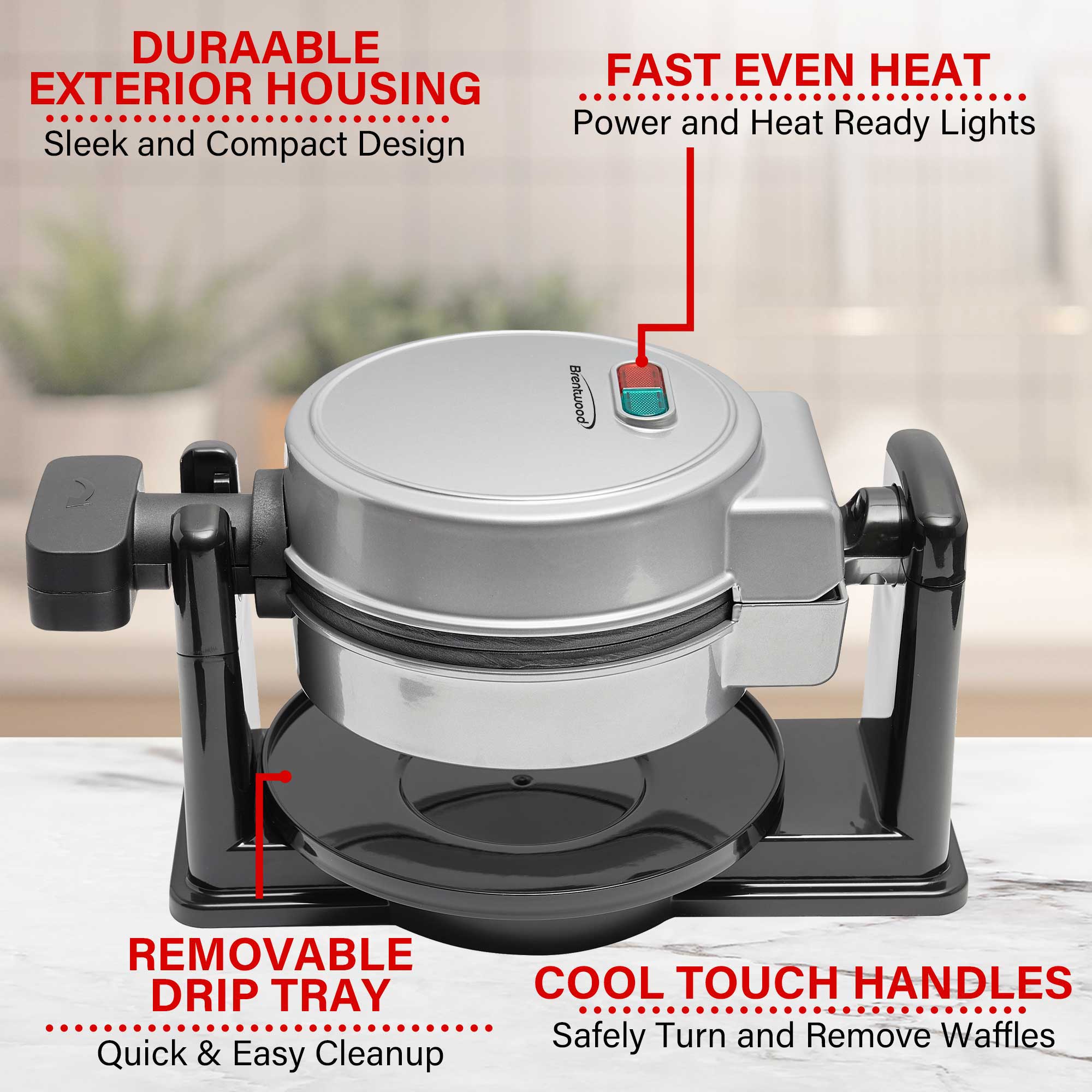 Brentwood TS-231S 5-Inch Non-Stick Flip Belgian Waffle Maker