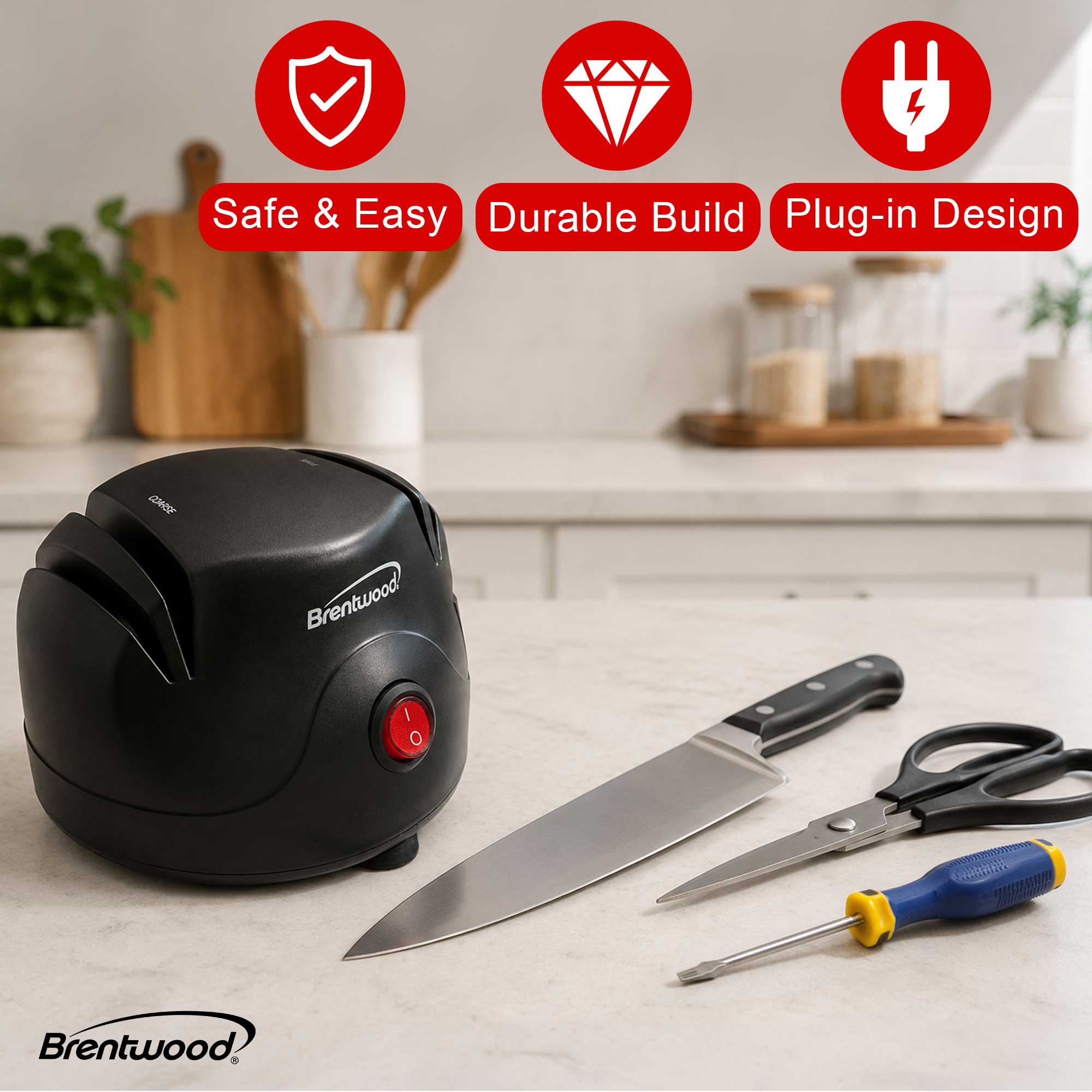 Brentwood TS-1002 Knife and Tool Sharpener, Black