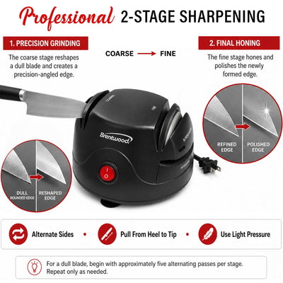 Brentwood TS-1002 Knife and Tool Sharpener, Black