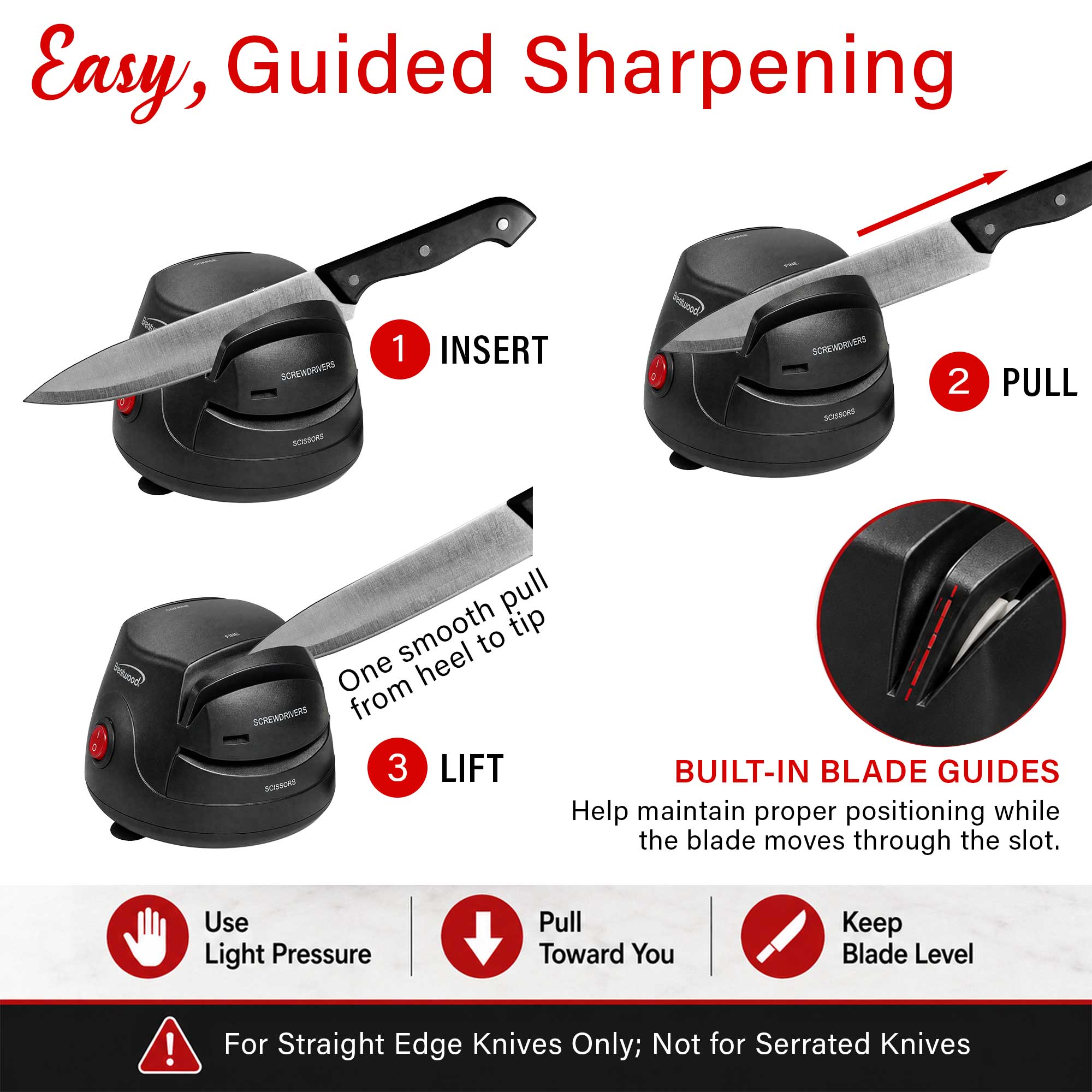 Brentwood TS-1002 Knife and Tool Sharpener, Black
