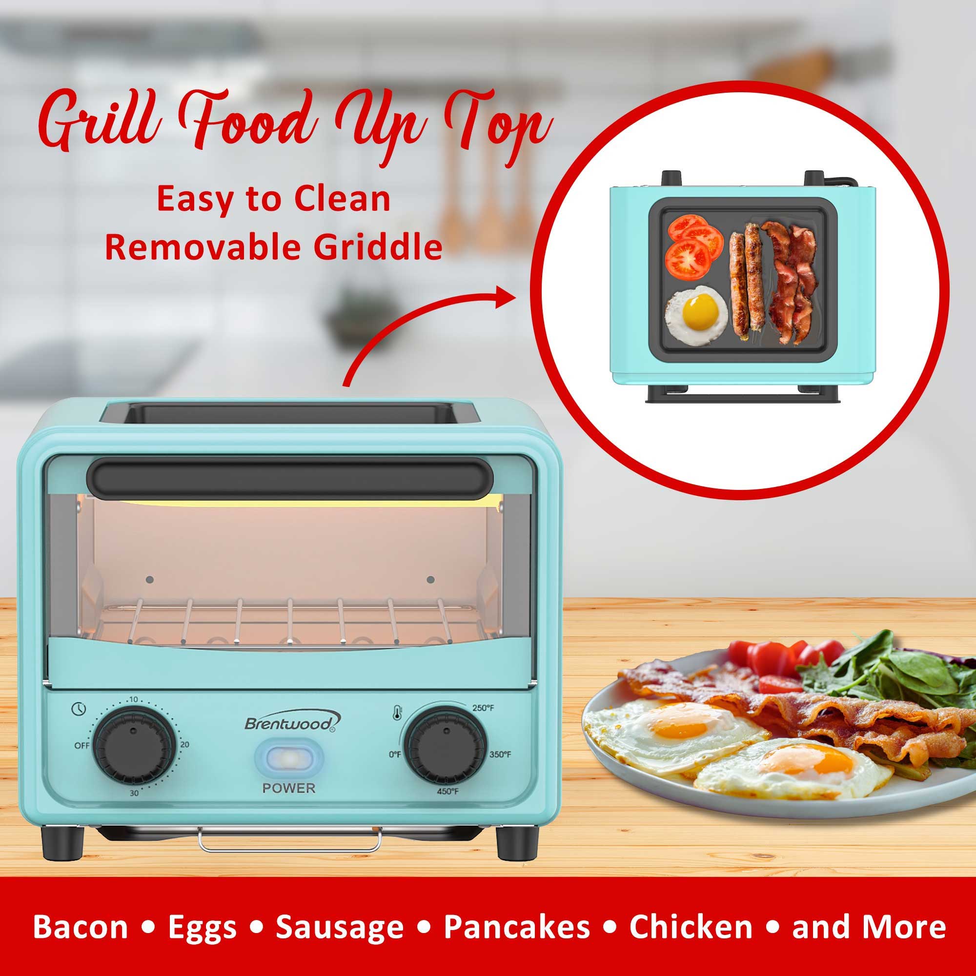 Brentwood TS-3430BL 3 Liter Mini Toaster Oven, Blue - Brentwood Appliances