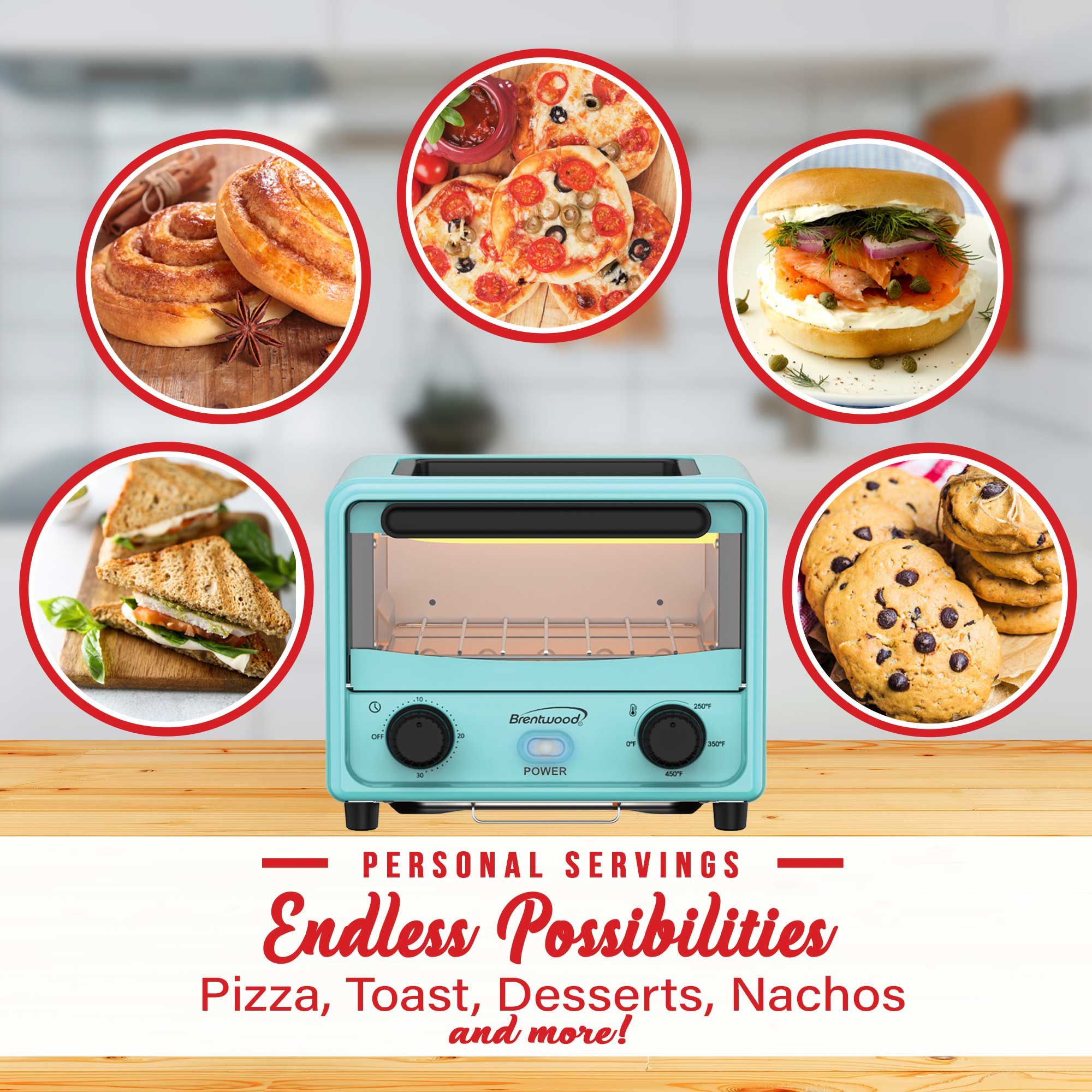 Toaster Mini Brentwood TS-3430BL 3 Liter Mini Toaster Oven, Blue - Brentwood Appliances
