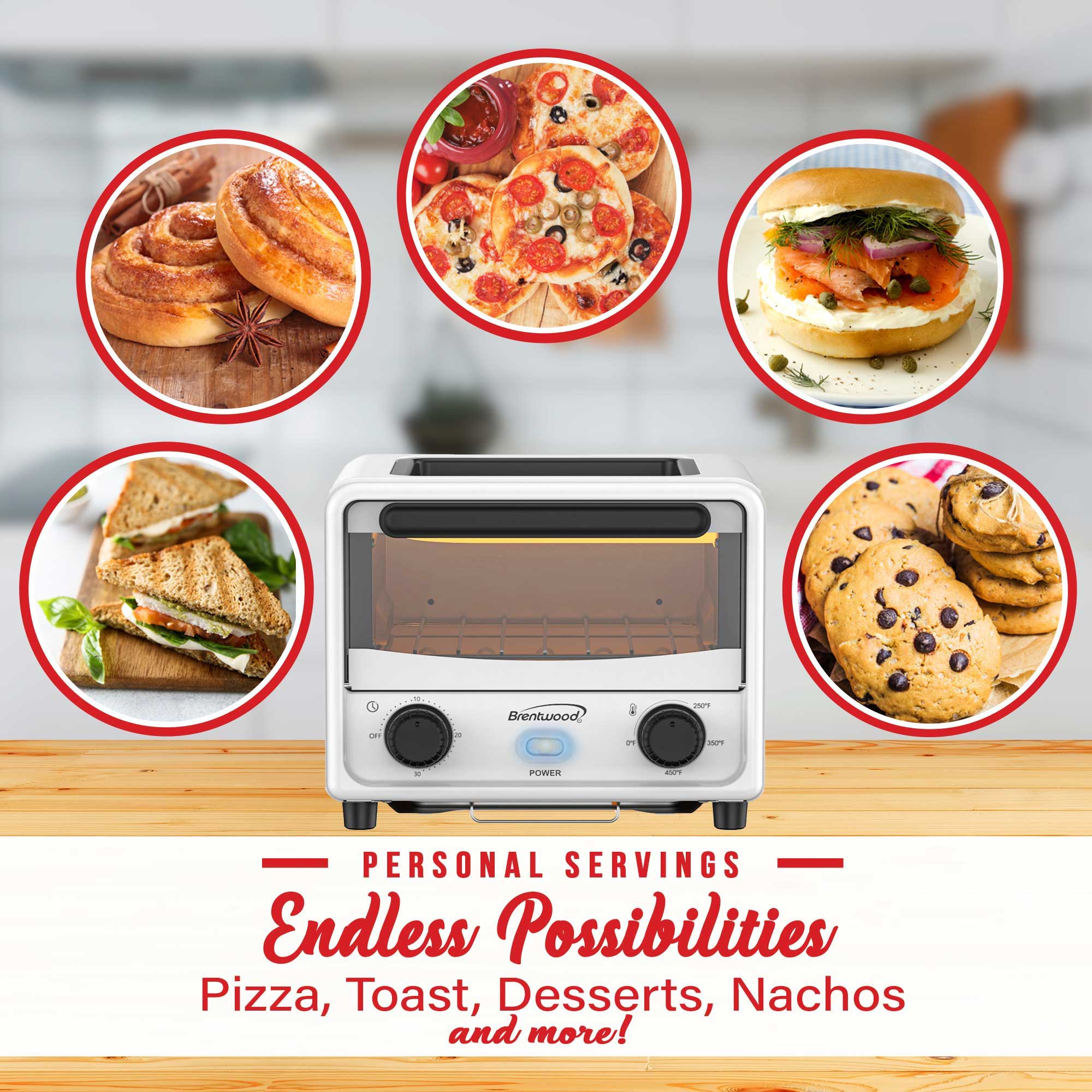 Brentwood TS-3430W 3 Liter Mini Toaster Oven, White