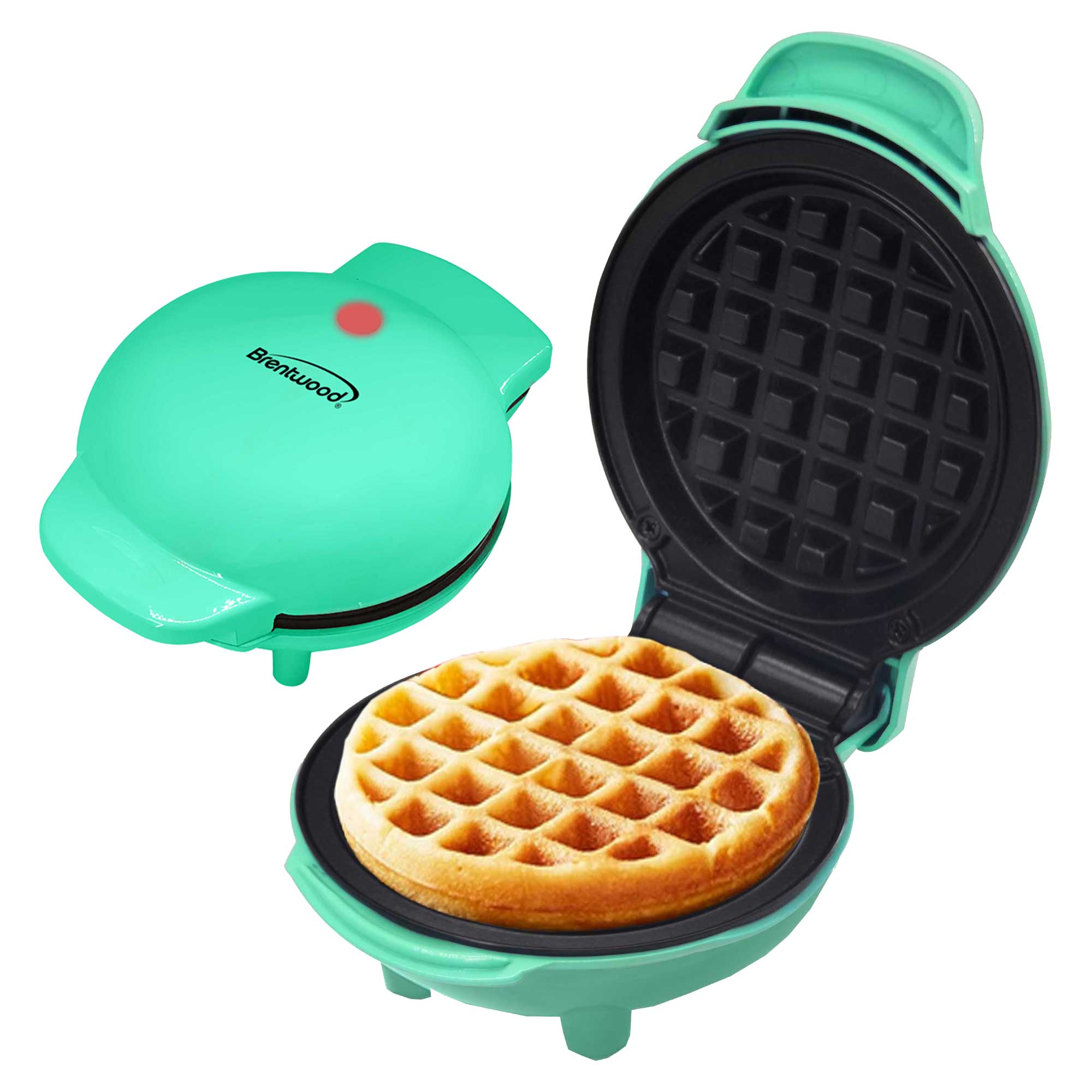 Brentwood TS-2141BL Non-Stick 5” Mini Maker for Waffles, Keto Chaffles, Hash Browns, and More, Blue