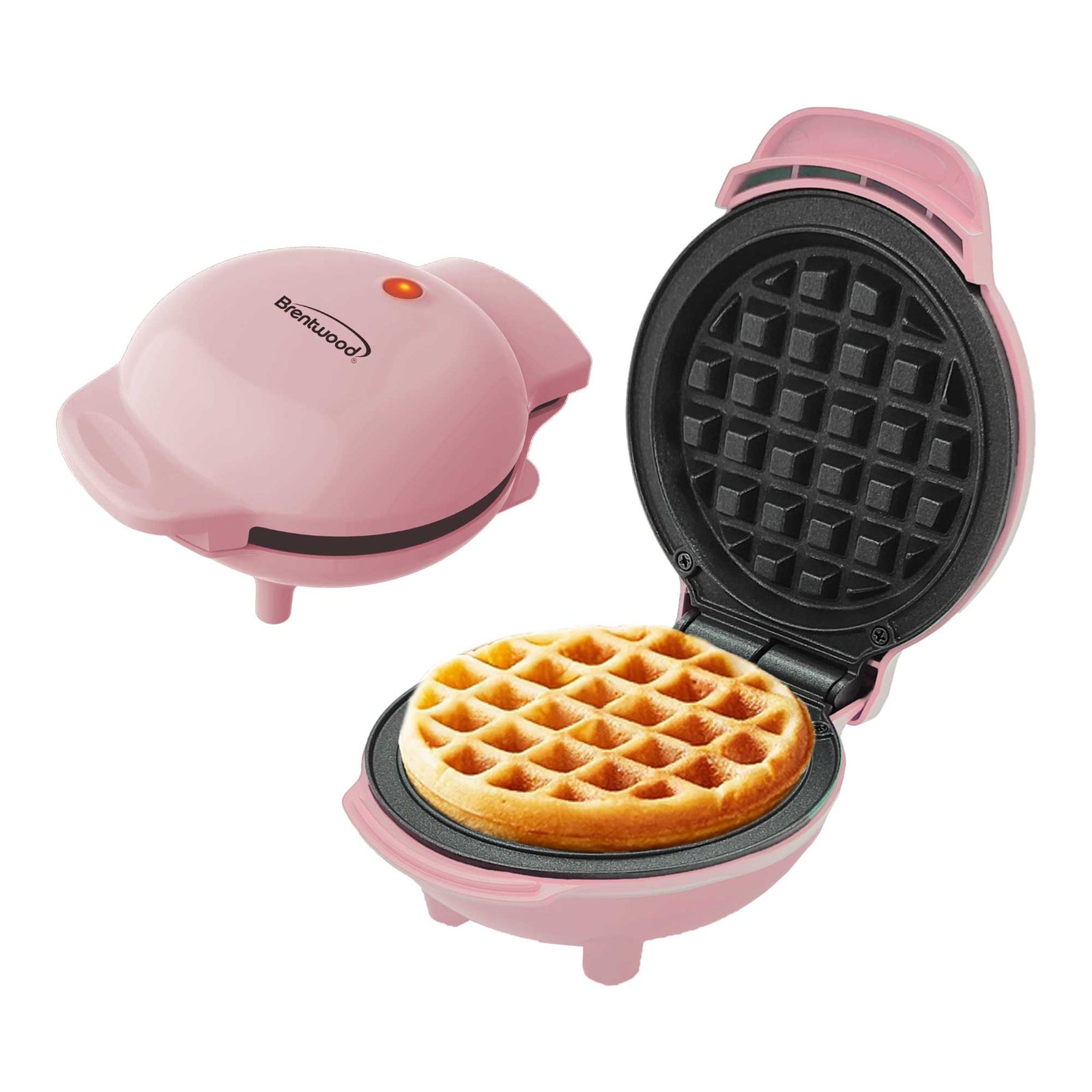 Brentwood TS-2141PK Non-Stick 5” Mini Maker for Waffles, Keto Chaffles, Hash Browns, and More, Pink