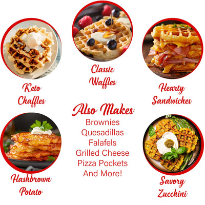 Brentwood TS-2141PK Non-Stick 5” Mini Maker for Waffles, Keto Chaffles, Hash Browns, and More, Pink