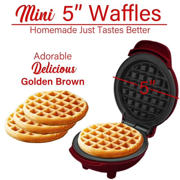 Brentwood TS-2141R Non-Stick 5” Mini Maker for Waffles, Keto Chaffles ...