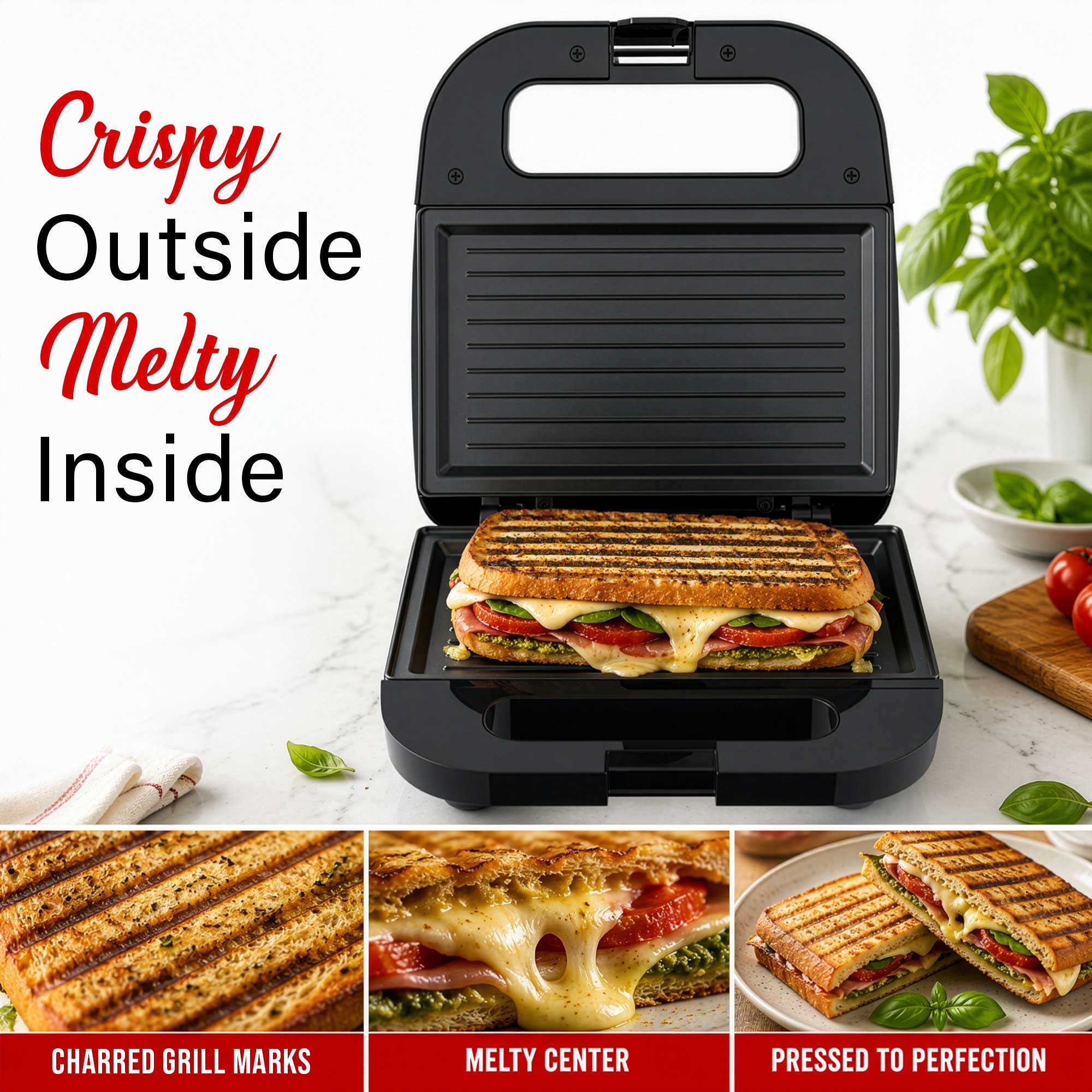 Coming Soon - Brentwood TS-247BK Non-Stick Panini Press Grill and Sandwich Maker, Black