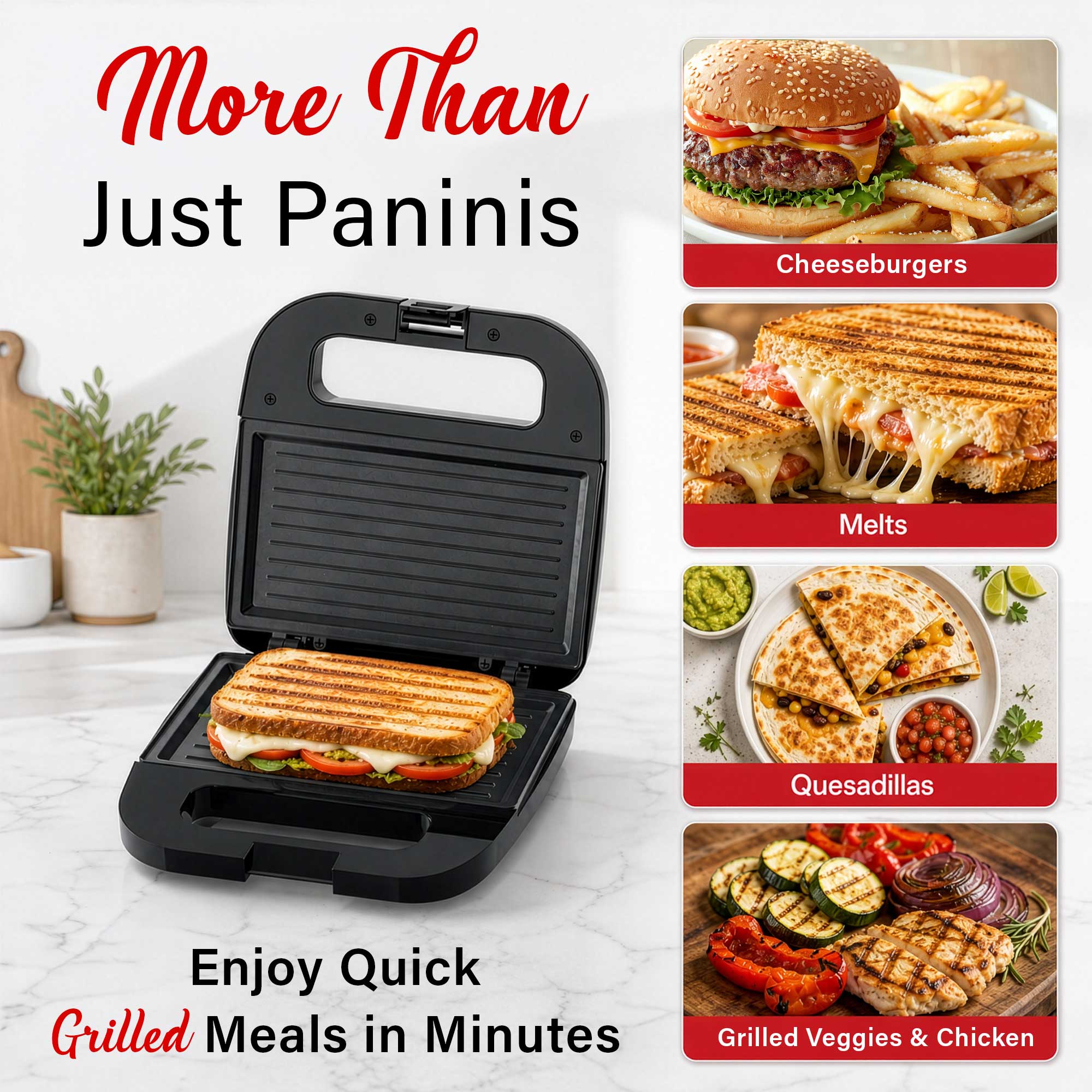 Coming Soon - Brentwood TS-247BK Non-Stick Panini Press Grill and Sandwich Maker, Black