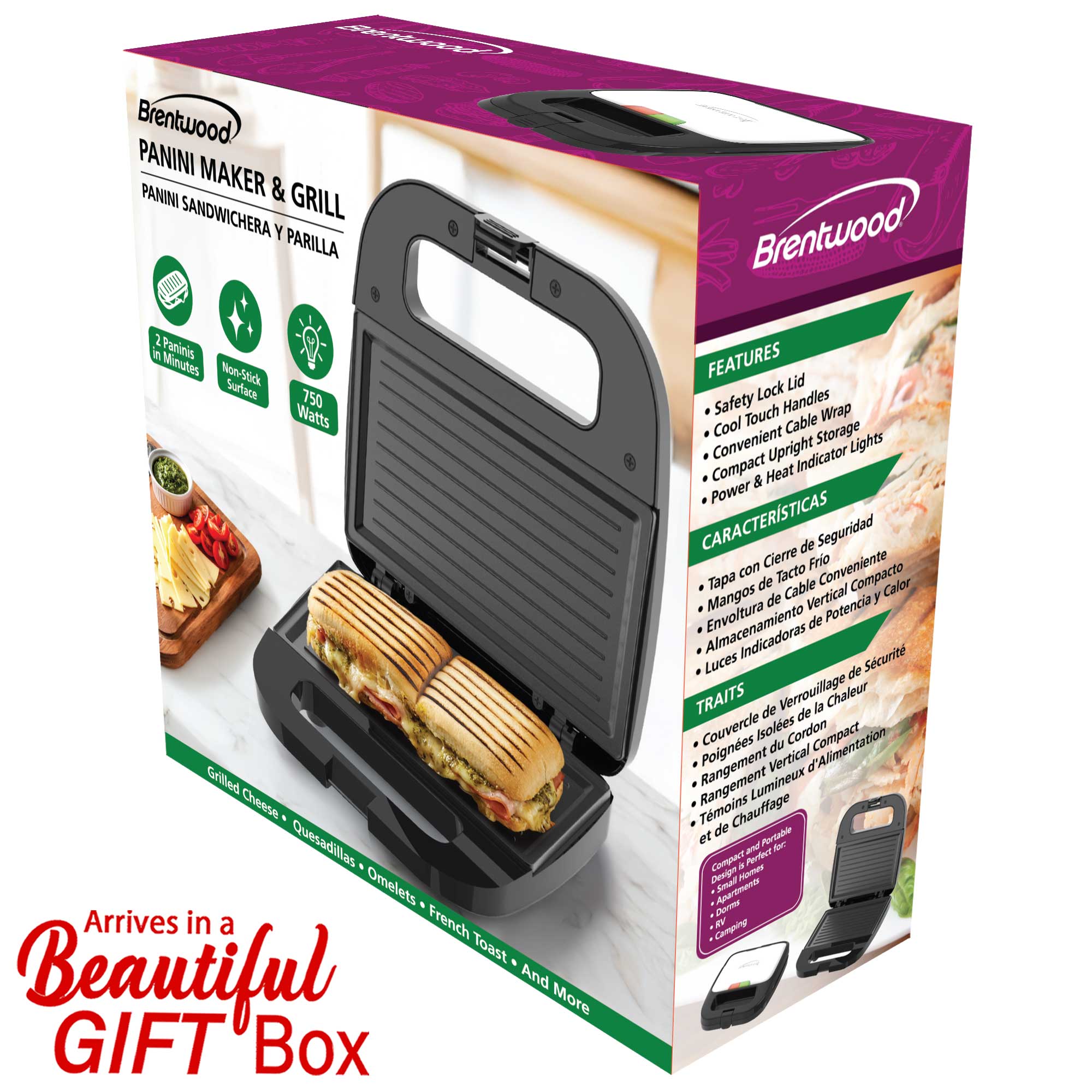 Coming Soon - Brentwood TS-247BK Non-Stick Panini Press Grill and Sandwich Maker, Black