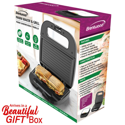 Coming Soon - Brentwood TS-247BK Non-Stick Panini Press Grill and Sandwich Maker, Black