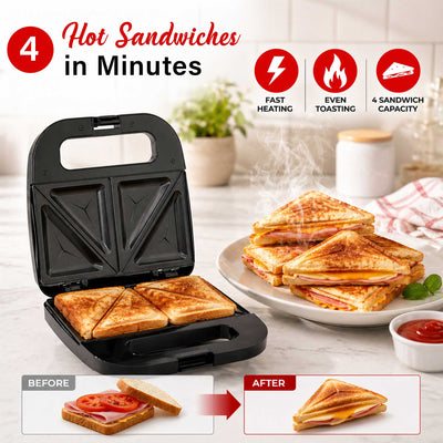 Coming Soon - Brentwood TS-241BK Electric Sealed Sandwich Maker Grill with PFAS-Free Nonstick Plates, Makes Stuffed French Toast, Omelets, Compact & Easy to Store, Black