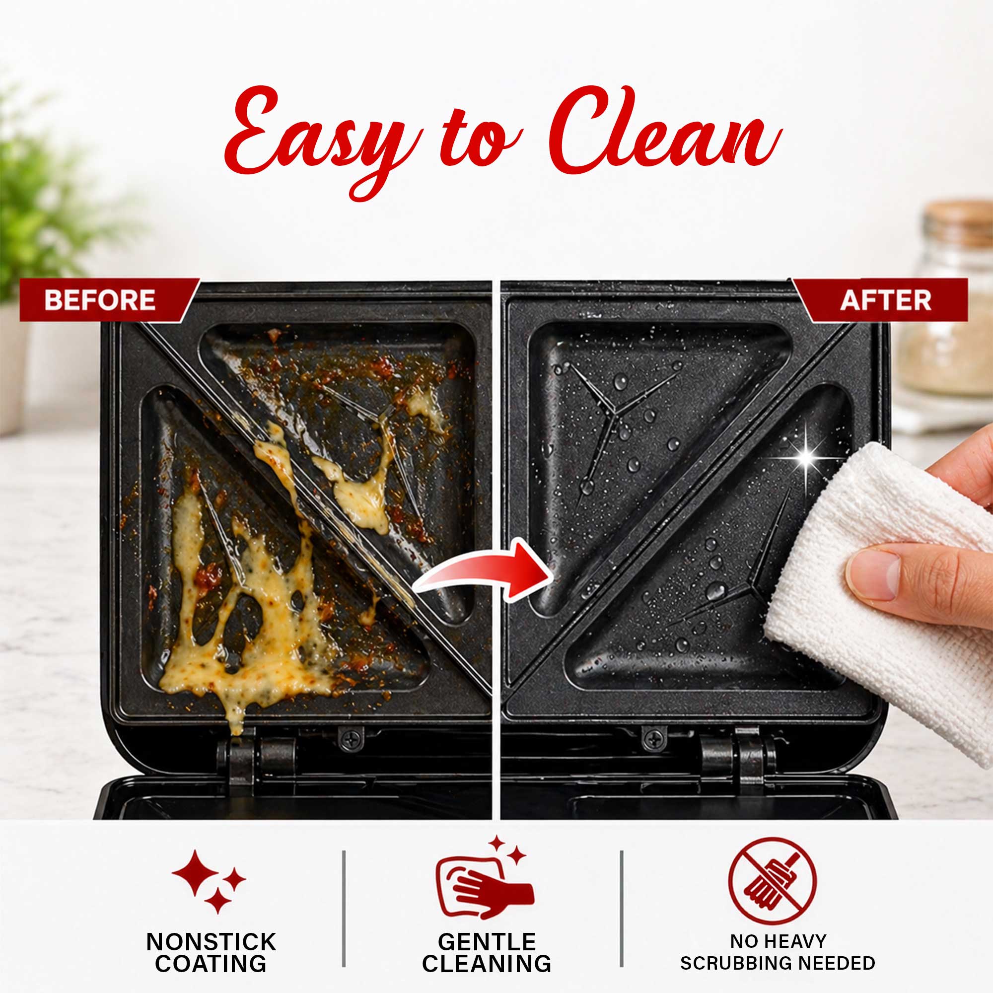 Coming Soon - Brentwood TS-241BK Electric Sealed Sandwich Maker Grill with PFAS-Free Nonstick Plates, Makes Stuffed French Toast, Omelets, Compact & Easy to Store, Black
