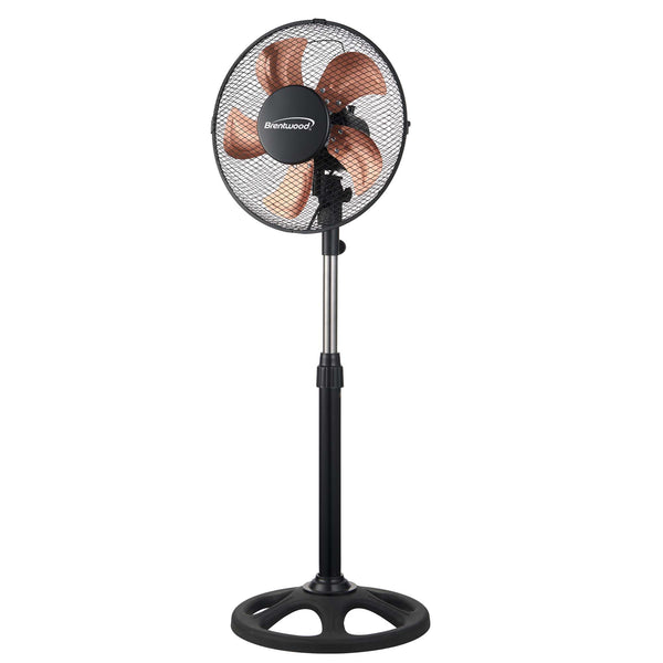 Brentwood F-12SMBK 3-Speed 12” Oscillating Stand Fan, Black