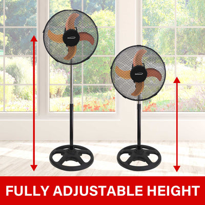 Brentwood F-12SMBK 3-Speed 12” Oscillating Stand Fan, Black
