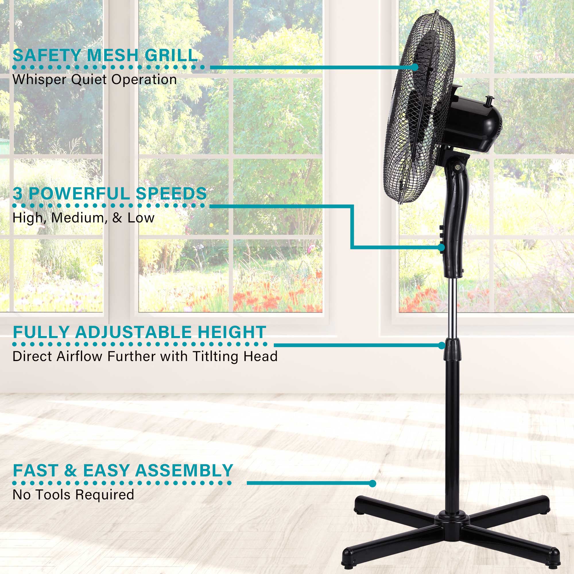 Brentwood Kool Zone F-16SMB 3-Speed 16” Oscillating Stand