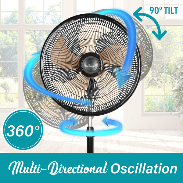 Brentwood Kool Zone F18360BK 3in1 3Speed 18” Industrial Fan, Black